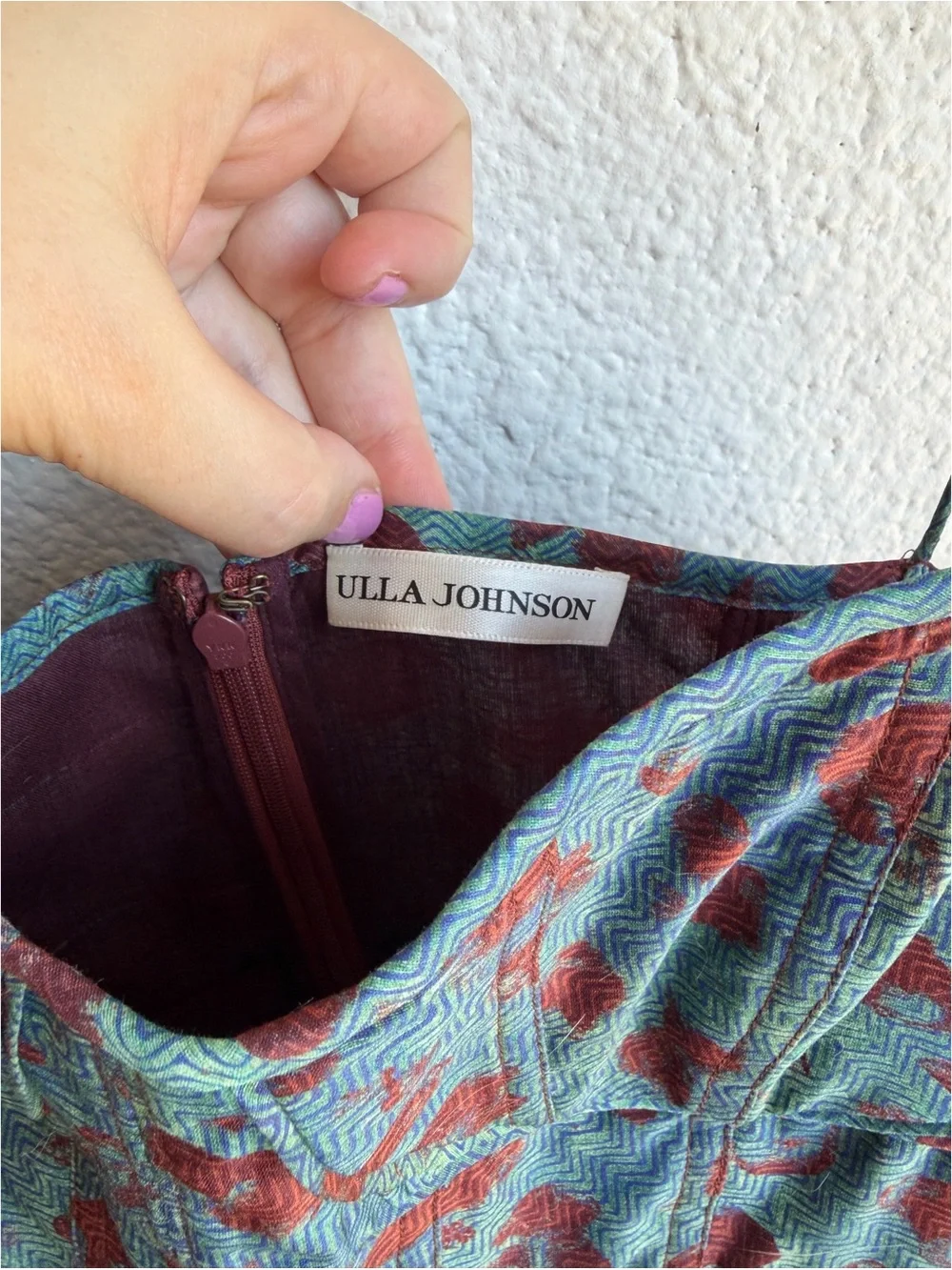 Ulla Johnson Teal Maxi Dress with Brown Spot Print - Picture 9 of 11